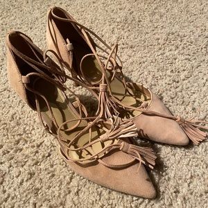 Pinkish-cream lace up heels